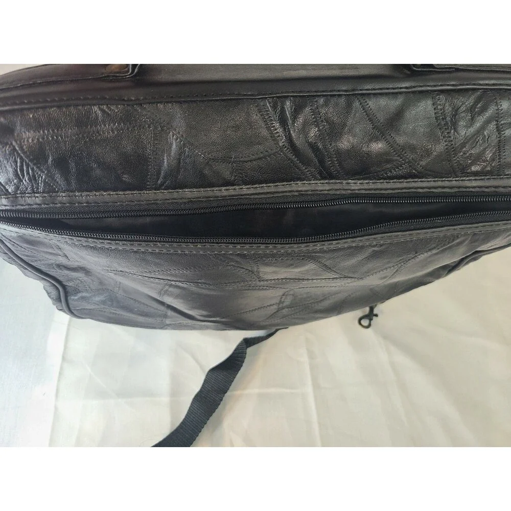 Black Genuine LEATHER Unisex BRIEFCASE Laptop Bag Business Case & Strap